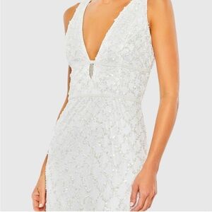 Mac Duggal White Beaded NWT